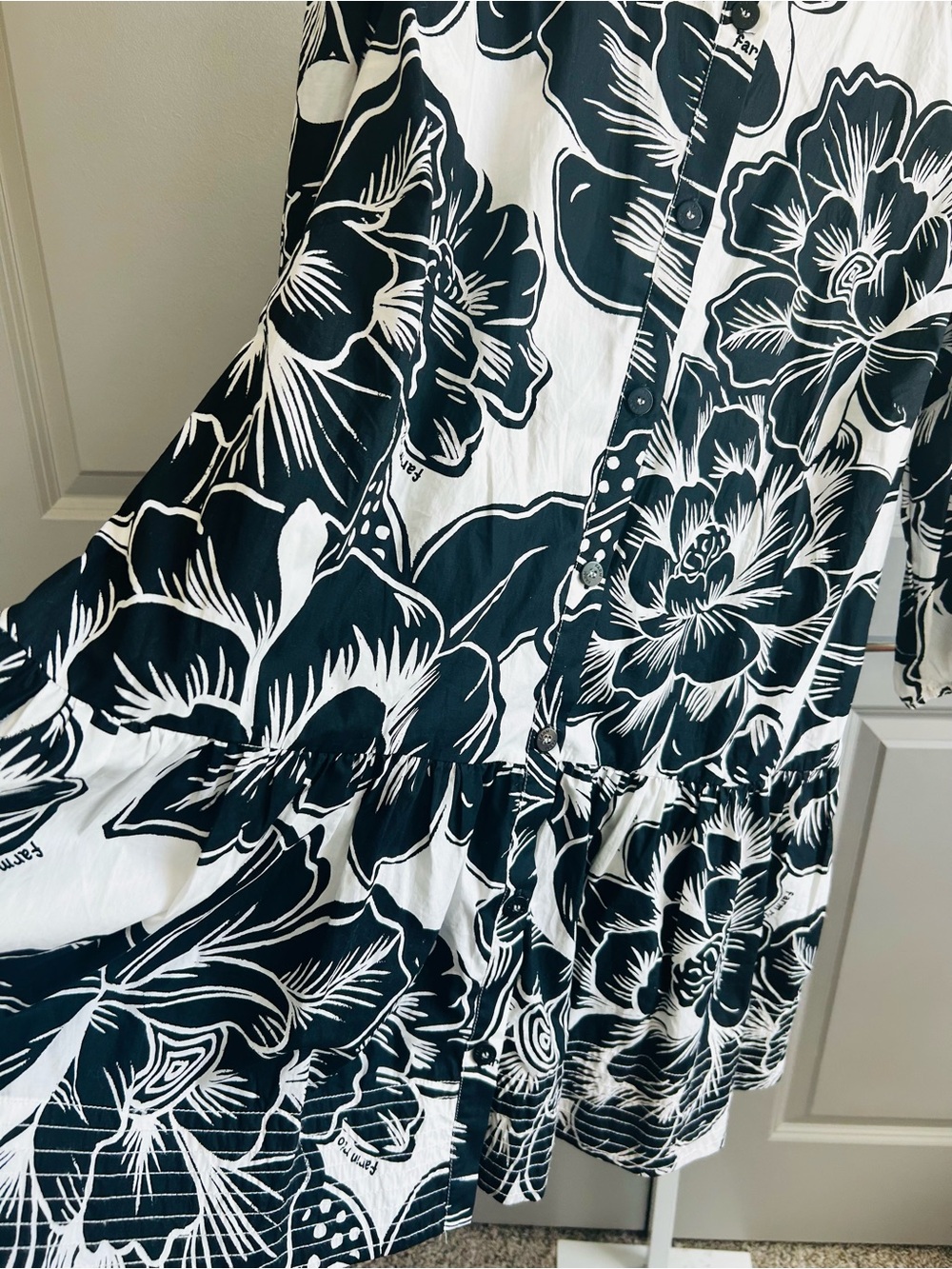 FARM Rio Chita Woodcut Drop Waist Mini Shirt Dress XL Floral Resort coastal #115 - Picture 5 of 13